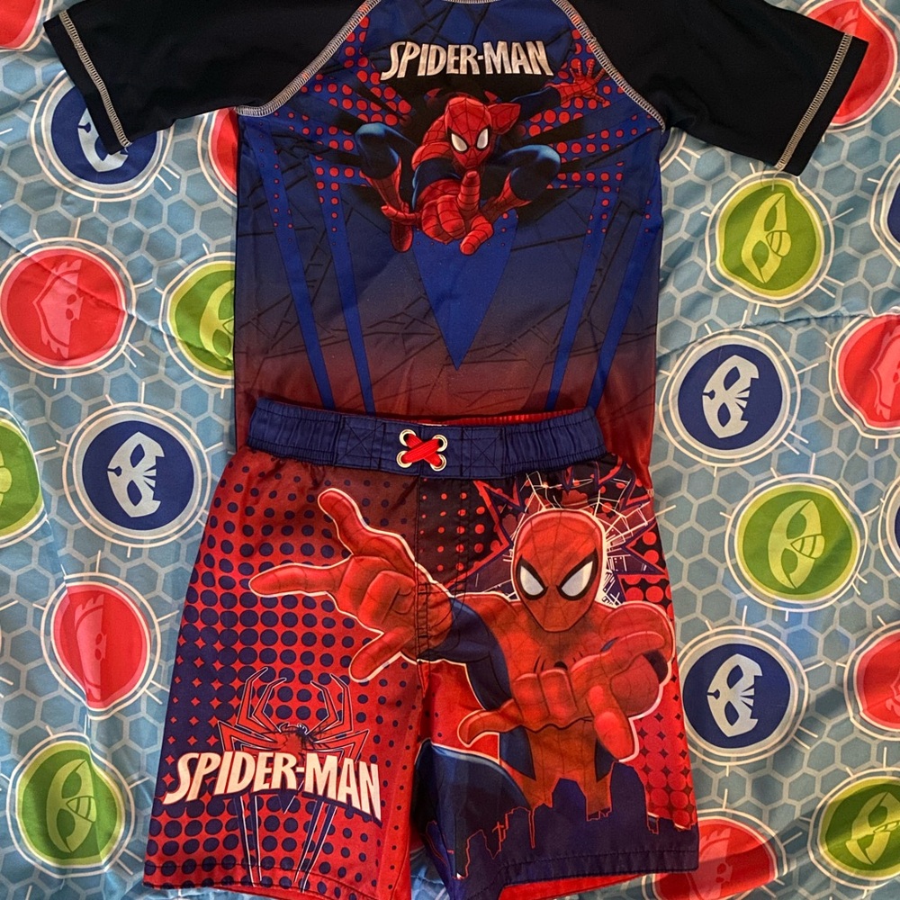 Toddler Boys Spider-Man Swim Outfit- Size 5T